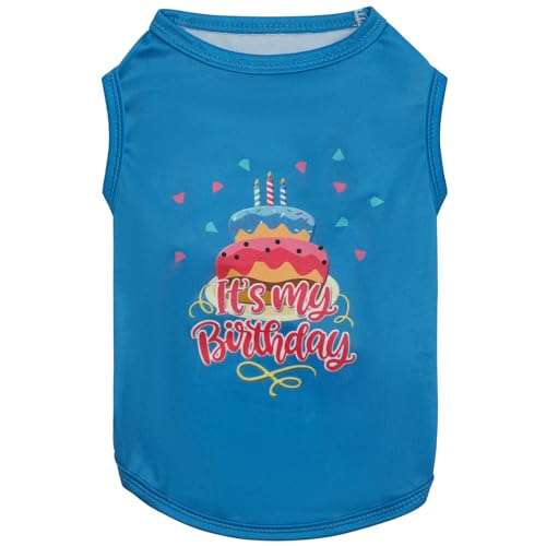 CuteBone Soft Birthday Dog Shirt Lightweight Small Puppy T-Shirts Pet Clothes Breathable Tee Vest Stretchy Outfit Cat Apparel
