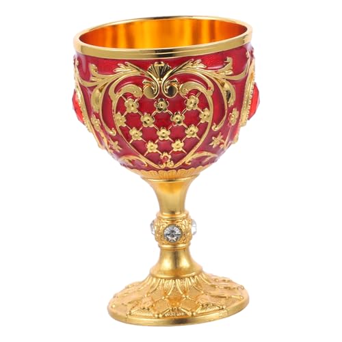 INOOMP Copa de Licor Pequeña Metálica Retro de Taza Vintage Grabada Resistente y Portátil para Whisky y Cócteles Diseño Europeo Elegante para Uso Doméstico y
