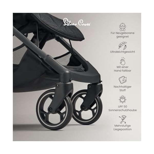 Silver Cross | Clic Kompakt-Kinderwagen | Reisekinderwagen | faltbarer & leichter Kinderwagen | Kabinengröße | Neugeborene - 4 Jahre | Space