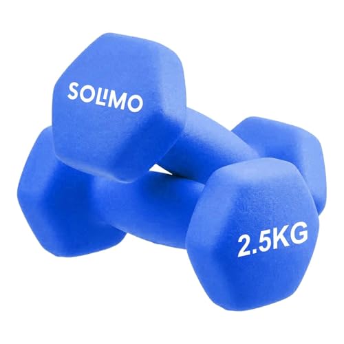 Image of Amazon Brand - Solimo Neoprene Dumbbell 2.5 kg, Set of 2 (Blue)
