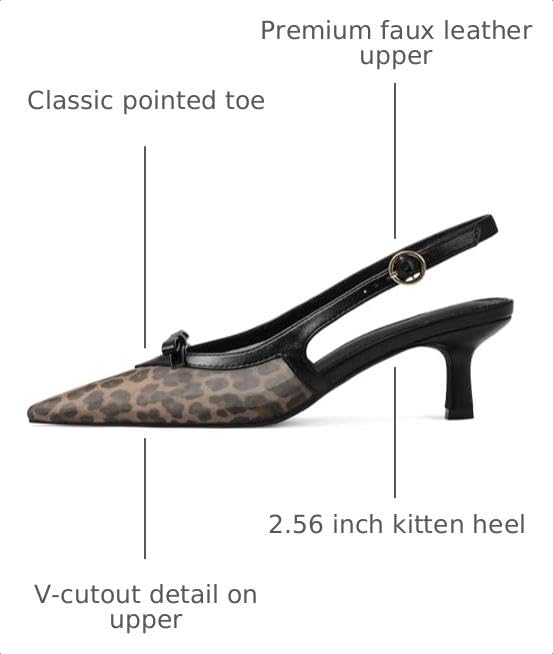Image of Mattiventon Kitten Heels with Bow Closed Toe Slingback Heels