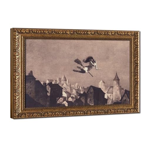 Flight to The Sabbath de William Mortensen : impression sur toile 30x45 cm avec cadre suspendu
