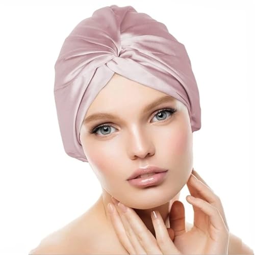 Bonnet de nuit en soie femme cheveux longs avec ruban élastique souple