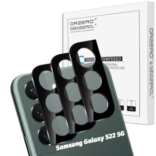Orzero (3 Pack) Camera Lens Protector Compatible for Samsung Galaxy S22 5G, Samsung Galaxy S22 Plus 5G, Protector de Cámera Tempered Glass 9 Hardness HD Anti-Scratch Full Coverage Bubble-Free