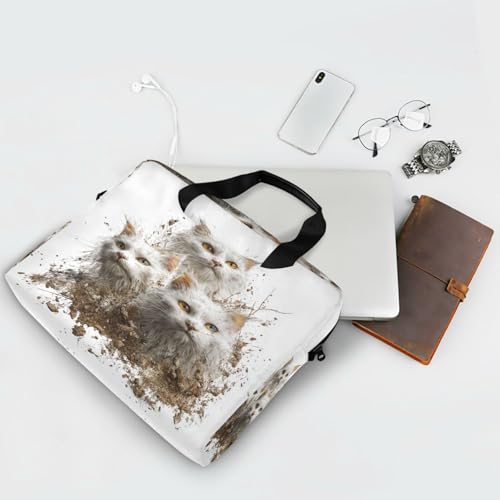 Funda para portátil con correa y asa 15.6 pulg diseño gato turco miniatura 6