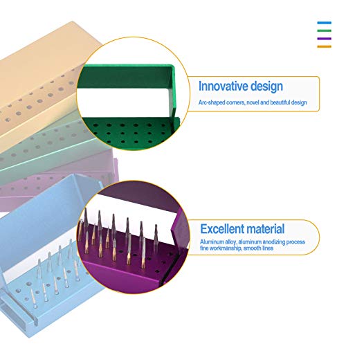Faruijie 30 HOLES BUR BLOCK 4 Pcs 30 Holes Dental Burs Holder Block Case Opening Box Dental Lab Aluminum Bur Case Organizer thumb #2