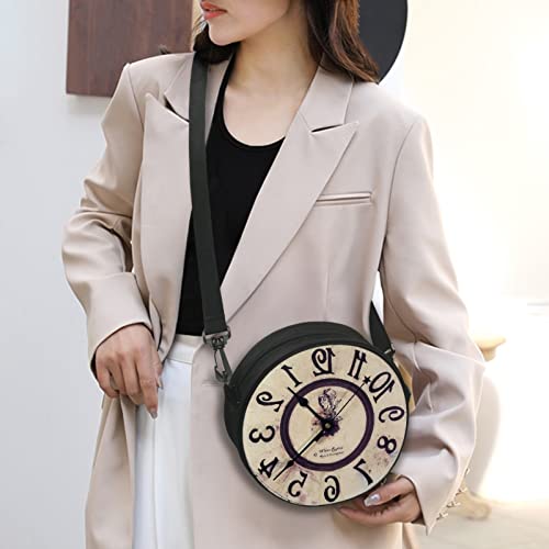 Women Novelty Round Clock Shape Zippered Clock Purses for Women Tote Handbag Shoulder Bag, Gift for Mom Girlfriend3