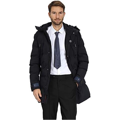 WEEN CHARM Men's Warm Parka Jacket Anorak Jacket Winter Coat with Detachable Hood Faux-Fur Trim - - X-Large Cover