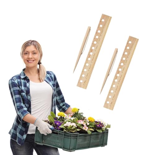 Plant Spacer Folding Ruler,Wooden Plant Ruler,Seeder Spacer Tool with Holes,Planting Ruler for Accurate Seed Spacing,Seeding Garden Template for Outdoor Raised Bed Gardening and Vegetable (1)