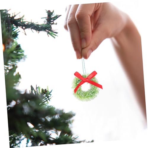 Mini coronas navideñas PRETYZOOM de 48 piezas con lazos rojos 8