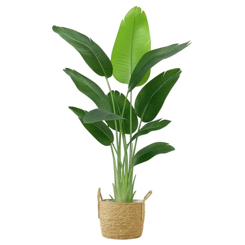 Generisch Künstliche Paradiesvogel Pflanze 120cm Kunstpflanze mit Topf Tropische Zimmerpflanze wie echt Deko Pflanze für Wohnzimmer Büro Schlafzimmer Balkon Innen Außenbereich