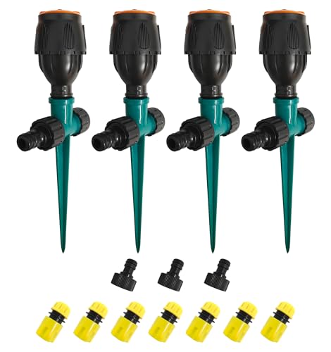 4 Pack Gear Drive Sprinkler for Yard Garden Lawn Above Ground Sprinkler System Small Area Flower Bed Watering 360 Rotating Irrigation Up to 3300 sq ft