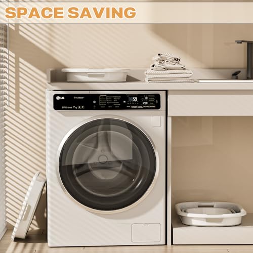 Image of OOAMBB 43L(11.5Gallon) Collapsible Laundry Baskets plastic, Pop Up Laundry hamper /Storage Container, Foldable Laundry Basket with Large Capacity,Sturdy,Space Saver (Beige, 2 Packs)
