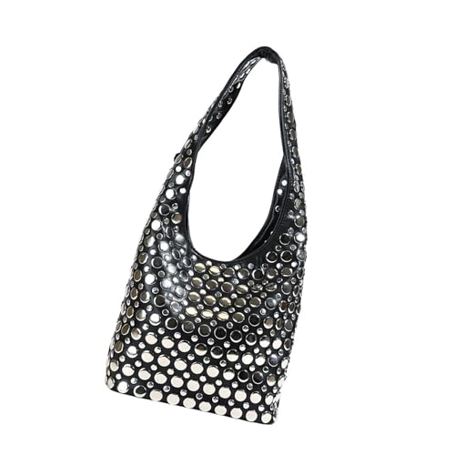 DIEKE Sac à bandoulière moderne à clous en PU pour femme - Sac seau pour les personnes à la...