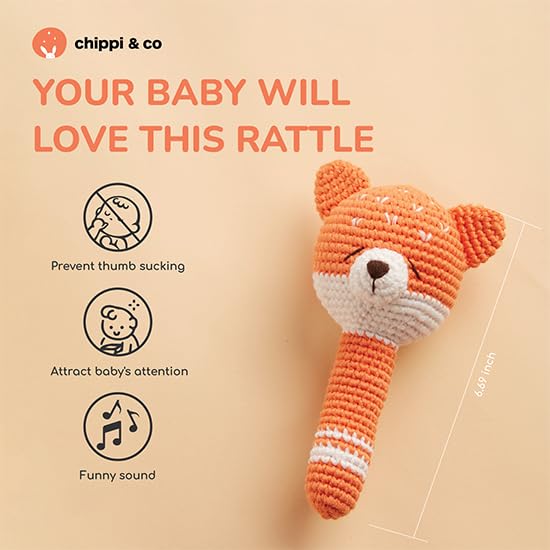 Miniatura 8 de Chippi & Co Sonajero de bebé de ganchillo, juguetes de bebé de ganchillo, muñeca de bebé de peluche, juguetes de madera orgánica para recién