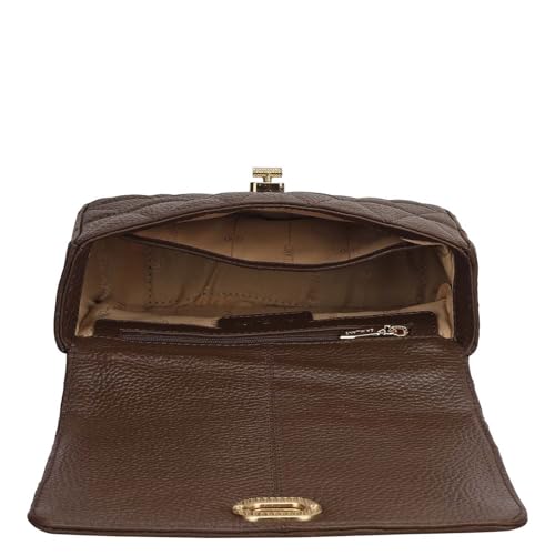 Image of Da Milano Leather Shoulder Bag for Women - Brown (00378OL)
