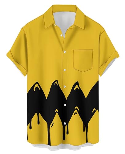 Bowling Shirts for Men Retro 60s Art Stripe Print Short Sleeve Oversized Hawaiian Casual Loose Fit Button Down Shirt