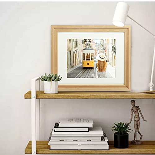 Graduationmall 11X14 Wood Picture Frames,Display Photos 8X10 With Mat Or 11X14 Without Mat,Real Glass,Wall Or Tabletop Display,Rustic Oak Set Of 2 #TOP6