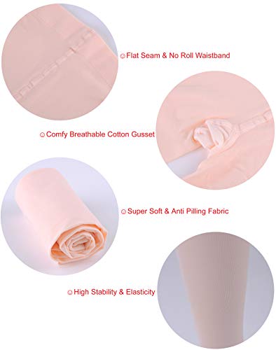 EVERSWE Girls Semi Opaque Footed Tights, Microfiber Tights (8-10, White)