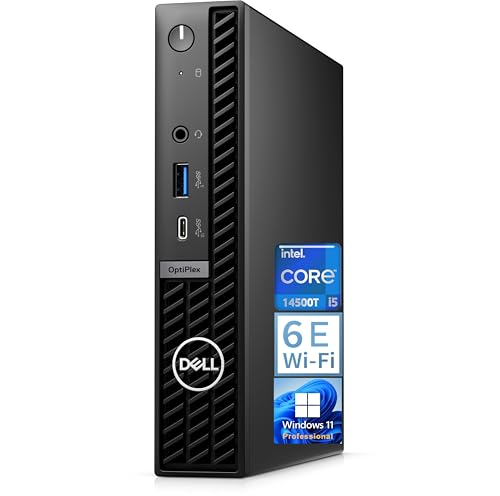 Image of Dell OptiPlex 7020 Micro Form Factor Desktop Computer, 2 DisplayPorts, Intel 14-Core i5-14500T, 16GB DDR5, 512GB PCIe SSD, WiFi 6E, HDMI, BT, Tiny MFF Business Mini PC for Home Office, Windows 11 Pro