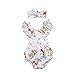 ITVIP Bébé Filles Noël Bambi Barboteuse + Bandeau A Volants Manches Flottantes Body Dos Nu Sunsuit Anniversaire Tenue Vêtements Ensemble (Blanc, 0-6 Mois)