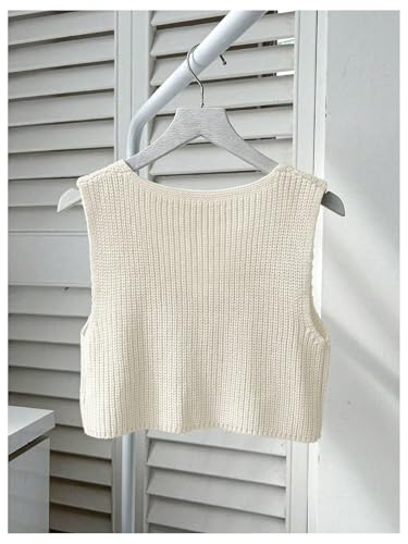 Image of SweatyRocks Women's Button Front Sweater Vest Split V Neck Sleeveless Crop Knit Tops