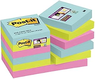 Post-it Super Sticky Notes 622-12SS-COS, Cosmic Colour Collection, 47.6 mm x 47.6 mm, 90 Sheets/Pad, 12 Pads/Pack
