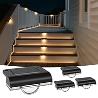Solarleuchten für Außen Balkon Licht, Solar Treppenbeleuchtung Aussen, Solar Gartenleuchten Wasserdicht, Solarlampen für Außen Zaun Stufen Treppen Garten Terrasse Hof Balkon Deko, 4 Stück