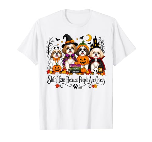 Shih Tzus Because People are Creepy Halloween Dog Costume T-Shirt