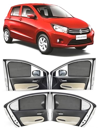 Image of Autofact Car Sunshades for Maruti Celerio (2014 to 2021), UV Protection, Useful Car Accessories, Custom fit Sun Shades for Side Windows, Set of 4