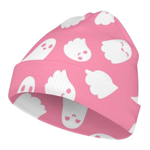 Halloween Ghost Pattern Kids Beanie Hat for for Girls Boys Children Cap Winter Knitted Chemo Cancer Headwear Accessories Gifts Decoration Black