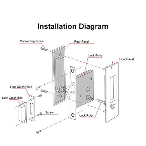 Fechadura de porta deslizante de privacidade, porta de liga de zinco fechaduras de porta de puxar, f