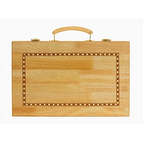 Sterling Games Wooden Backgammon Set For Adults, 15" Foldable Backgammon Board Game Set With Travel Handle And Metal Clasps #TOP5