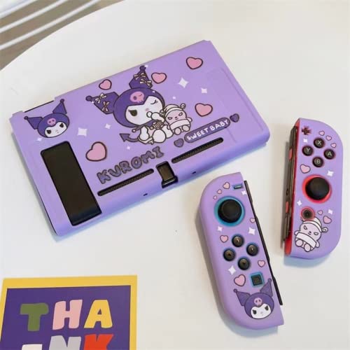 ENFILY Cute Kuromi Case Compatible with Nintendo Switch, Dockable Case Cover, Ergonomic Soft TPU Gri