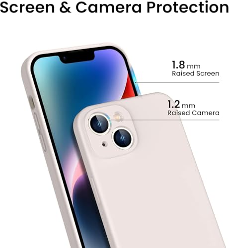 Image of Elzzi Microfiber Square Candy Case Compatible for iPhone 14, Shockproof Slim Back Cover Liquid Silicone Case - Off White