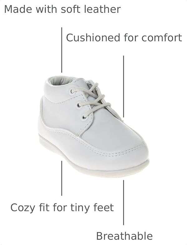 Josmo Baby Boy Girl First Walking Shoes Classic Boots Soft Leather Formal Crib Shoes 5 Toddler White Shine by Josmo - Used condition - Image 2