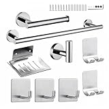 JKMX 9 Piezas Juego Accesorios para Baños Toalleros Acero Inoxidable – Acero Inoxidable SUS304, Montaje en Pared,...