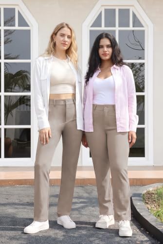 Image of Bamans Dress Pants Women Work Business Office Straight Leg Slacks