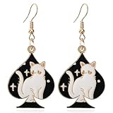 Unique Funny 14K Gold Plated Hypoallergenic Poker hearts and Spades A Ace Playing Cards Cat Dangle Drop Earrings For Women Square and Plum Poker Gambling Casino Jewelry Gifts (Style-3) -  NUNAGIN
