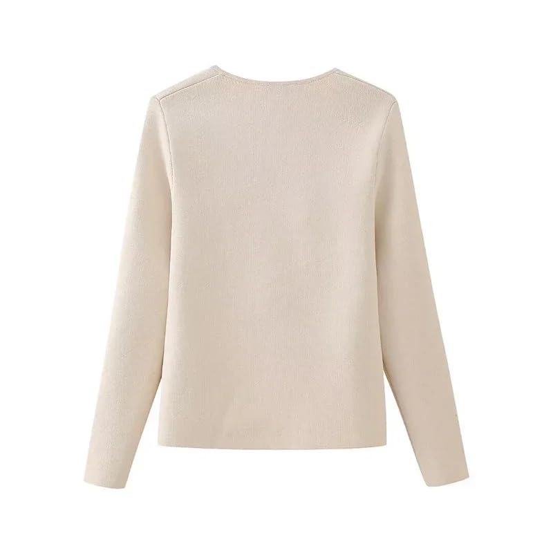 Women Knitted Cardigan Sweater V-Neck Asymmetrical Coat Stretch Cardigan2