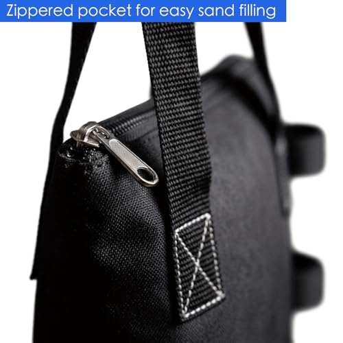 140 LBS Zipper Canopy Weight Bags, Heavy Duty Sand Bags for Instant Canopy Tent Gazebo Pergola Patio Umbrella, 19 x 8 Inches Tent Weights Set of 4, Canopy Accessories for Outdoor Stability (Black)