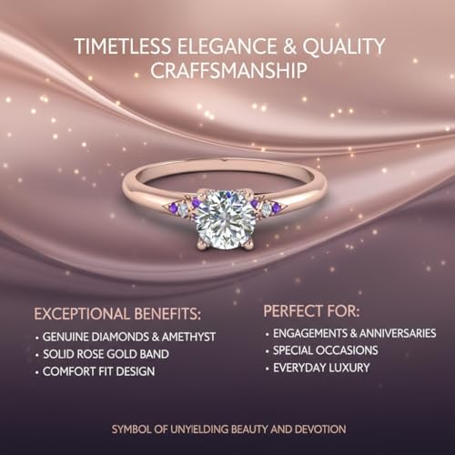 Image of Choose Your Gemstone Petite Dome Engagement Ring Rose Gold Plated Round Shape Petite Engagement Rings Everyday Jewelry Wedding Jewelry Handmade Gifts for Wife US Size 4 to 12