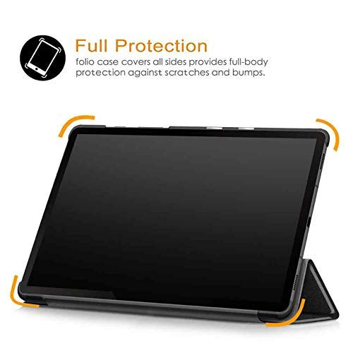Image of Shockproof Folio Flip Cover Magnetic Lock PU Leather Case Smart Shell Stand Flip Cover for Samsung Galaxy Tab A 10.5 (2018) SM-T590, SM-T595 - Black