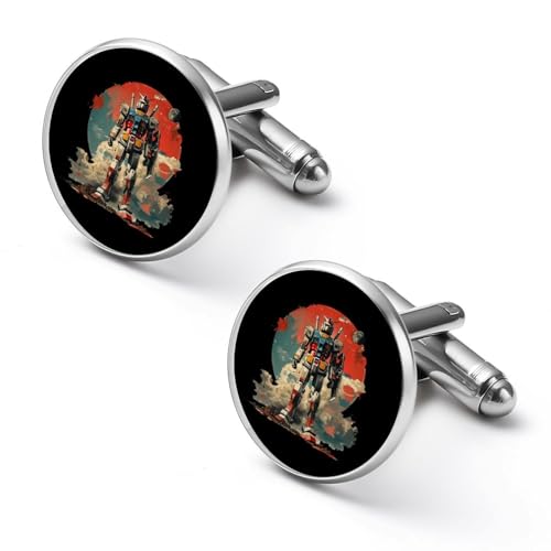 1ペア カフスボタン 機動戦士ガンダム ラウンド型 CUFFLINK スーツ用 シャツアクセサリー メンズ フォーマル ビジネス プレゼント 紳士用 シルバー 合金 アンティーク風 おしゃれ ギフト