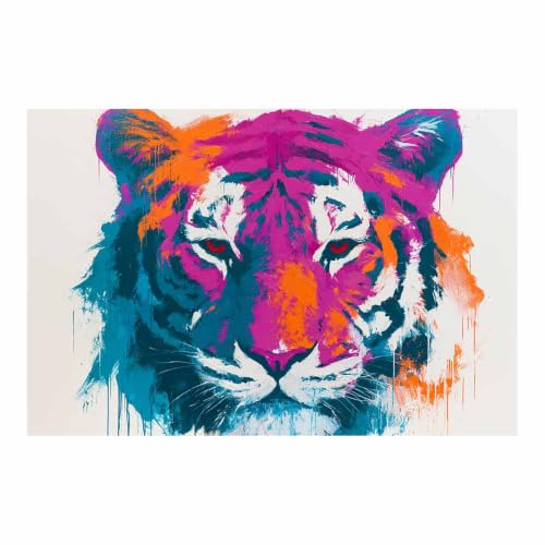 Déco salon tigre abstrait 40x60 pour réveiller un mur blanc vide