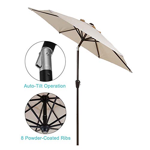 Sombrillas parasolas con cigüeñal y poste de aluminio para mesas al aire libre 4