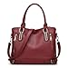 Produktbild Damen Handtasche Leder Henkeltasche Top Griff Tasche Vintage Weiches Umhängetasche Schultertasche für Frauen - Burgund Rot