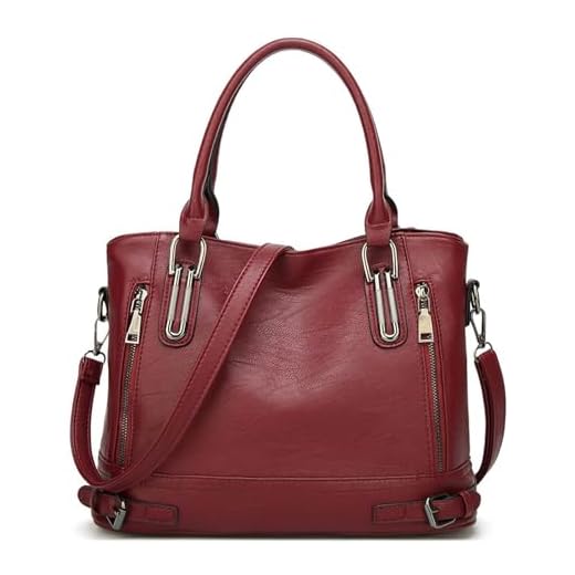 Sac à Main bandouliere en Cuir PU pour Femme Messenger Hobo Sac Fourre Tout Grande capacité pour Le Travail Shopping Party Voyage-Bourgogne