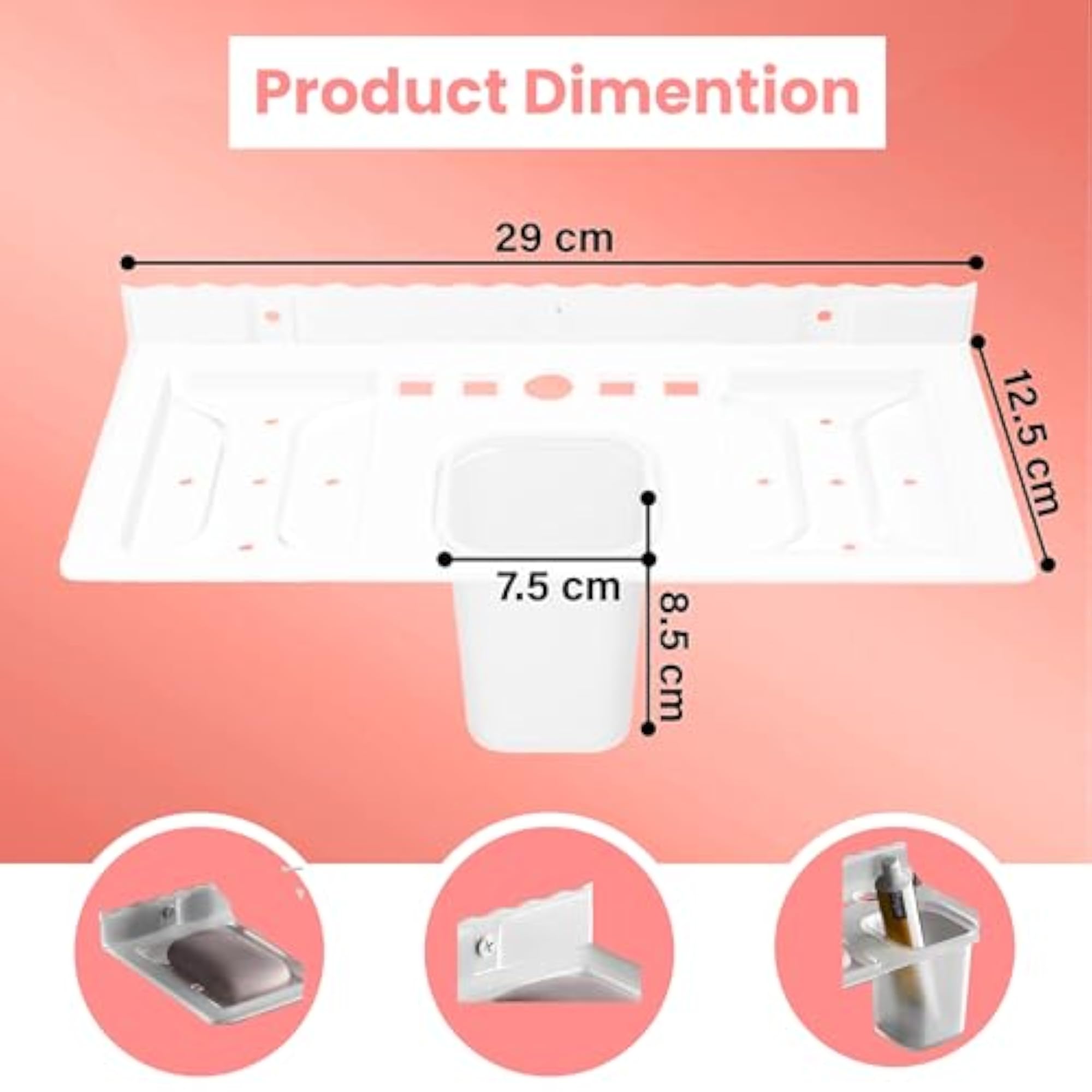 Unbreakable ABS Soap Dish Wall Mounted Organizer