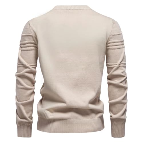 Mens Round Neck Casual Pullover Sweater Stripped Solid Long Sleeves Business Knitted Sweaters4